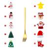 Juego de Vajilla Navideña Transfronteriza Creativo de Dibujos Animados Papá Noel Cuchara Tenedor para Vacaciones Juego de Caja de Regalo Cuchara de Postre de Acero Inoxidable