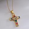 Aogu Ins Europeo y Americano Cobre Chapado en Oro Real Zircón Geométrico Colgante Collar para Mujer Collar Hip-Hop Personalizado Nuevo Producto Transfronterizo