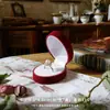 Caja para Anillo de Terciopelo Flocado Punto Millón Tapa abatible Caja de Joyería para Anillo Caja para Colgante de Collar Empaque Caja de Joyería