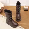 Botas de cowboy western color block retrô, nova coleção 2026, botas de montaria com salto grosso, botas longas estilosas com fivela de cinto para mulheres, populares entre influenciadores