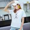 95% Algodão Verão 2025 Nova Camiseta Estampada para Mulheres Solta Estilo Coreano Letra Senhoras Personalizada Gola Redonda Estudante Manga Curta