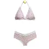 Fábrica de Origen Estilo Nuevo Chica Coreana Pequeño Fresco Cuadros Bikini Dos Piezas Sexy Playa Dividido Traje de Baño para Mujeres