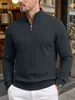 Sudadera con cremallera media y cuello alto, de jacquard texturizado con rayas verticales, estilo americano, para hombre, de manga larga, informal, para uso diario.
