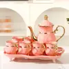 Juego de Tetera y Tazas de Cerámica de Alto Valor de Color Frío para Sala de Estar del Hogar, Simple, Creativo, Juego de Té