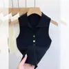 Nuevo camisole tejido de principios de otoño, camiseta sin mangas, top corto para usar por fuera, camiseta base de capa interior para otoño e invierno, suéter para mujer