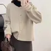 Cardigan de Punto Color Sólido Cuello Redondo Estilo Coreano Estilo Chanel para Mujer Otoño e Invierno Nuevo Estilo Holgado Perezoso Suéter Suave y Ceroso Chaqueta Gruesa