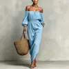 Otoño/Invierno 2026 Nuevo Moda Femenina Europea y Americana Comercio Exterior Amazon Color Sólido Vacaciones Casual Vestido sin Hombros para Mujer