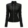 Comercio Exterior Ropa de Mujer 2026 Nuevo Estilo Moda Europea y Americana Retro Metal Doble Botonadura Entallada Chaqueta Napoleónica para Mujer