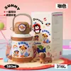 Caneca Térmica Infantil Desenho Animado Fofa Aço Inoxidável 316 Copo com Canudo Duplo de Beber de Alto Valor Portátil Garrafa de Água Escolar para Estudantes