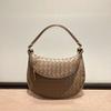 Bolso Gemelo de Diseñador Único Cuero Genuino Tejido para Mujer Bolso de Hombro Piel de Vaca Hecho a Mano 2024 Nuevo Bolso Cruzado
