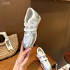 Em Estoque Sapatos Mary Jane de Ballet com Velcro Color Block Cor Vintage Modelo Novo 2026 Sandálias Esportivas de Corte Baixo Vermelhas Versátil