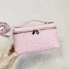 Comercio Exterior Transfronterizo Nuevo Bolso de Mano Versátil de Alta Gama a la Moda de un Hombro Cruzado Bolso de Mujer Cuero Genuino Patrón de Avestruz Lp Bolso Tipo Lonchera