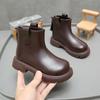 Botas de Cuero para Niños Estilo Coreano Primavera y Otoño Nuevas Botas para Niñas Botines Cortos para Bebé Botas para Niños Zapatos Pequeños de Cuero Negros