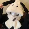 Inverno Novo Chapéu e Cachecol de Capivara Urso Conjunto de Peça Única Duas Peças Feminino Vento Prova Forrado com Fleece Quente Chapéu de Pelúcia