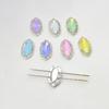 7x 15mm Moca Ojo de Caballo Cosido a Mano Diamante Garra de Cobre Borde Plateado Diamante DIY Ropa Zapato Bolsa Hebilla de Cristal Accesorios de Joyería