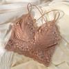 Ropa interior de encaje sensual puro de látex sin aros de acero para mujer, con espalda hermosa, fina y pequeña, con realce de pecho.