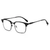 Armações de Óculos Meio Aro Estilo Business da Moda Tr Armação Quadrada Masculina Óculos Sem Grau Anti-Luz Azul Podem Ser Equipados com Lentes de Grau Tendência