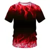 Camiseta para Hombre Estilo Verano 2026 Tendencia Llama Impresión Digital 3D Manga Corta Venta Directa de Fábrica