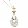 Colar Pingente de Prata Gota d'Água Jade Estilo Coreano Moderno e de Alta Qualidade, Corrente de Clavícula Longa Versátil Estilo Feriado Elegante