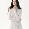 Kang Sai Ni Suéter de una pieza sin costuras de primera línea 100% Cachemir para mujer Cuello alto Ajustado Tejido Suéter capa base