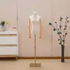 Maniquí de Media Figura Femenina para Escaparate de Tienda de Ropa, Base Galvanizada, Maniquí de Alambre Dorado para Exhibición, Muñeco