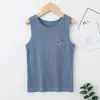 Regata Infantil de Menino Verão Seda Gelo Primavera e Outono Roupa Íntima Infantil de Menina Camiseta Básica Infantil de Modal
