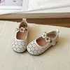 Sapatos de Couro Moda Fofos com Solado Macio para Meninas 2026 Primavera/Verão Novo Estilo Corte de Flor Respirável Mary Jane Casuais Sapatos de Uma Sola