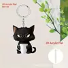 Gato Negro Dibujo Animado 2D Enojado Acrílico Transfronterizo Gato Plano Llavero Colgante de Coche Simple Autocontenido Decoración Interior de Coche