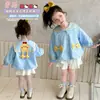 Chaqueta azul de lunares estilo coreano para niñas, nueva moda primavera y otoño 2026 para niñas pequeñas