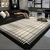 Tapete Espesso para Sala de Estar e Quarto, Tapete de Chão para Sofá de Casa, Lavável, Resistente a Manchas, Estilo Vintage, Luxo Leve, Sensação de Alta Qualidade, Tapete Simples