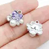 Aretes hechos a mano para armar, collares, colgantes pequeños, forma de corazón de aleación, moño, tulipán, colgantes morados, accesorios de joyería para armar