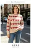 Cardigan de Tricô Jacquard com Padrão de Coração Outono/Inverno Transfronteiriço 2026 com Lã, Suéter Solto com Gola V, Casaco Casual Tendência