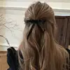 Elegante y sofisticado pasador de resorte para el pelo con lazo negro de doble capa, medio atado, para la parte trasera de la cabeza, accesorio para el pelo para mujer