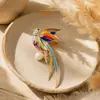 Broche Corsage Nuevo Estilo Étnico Colibrí Fénix Pavo Real Perla Diamante Gota de Aceite Esmalte Imitación Accesorios para Ropa
