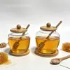 Tarro de Miel Transparente Creativo Gran Capacidad Almacenamiento Diario de Miel para el Hogar Tarro de Miel de Vidrio Borosilicato con Varilla para Remover