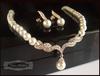 Joyería Nupcial Estilo Coreano al Por Mayor Collar y Aretes con Incrustaciones de Perlas y Diamantes Joyería Vestido de Dos Piezas 2024 Nuevo Estilo