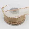 Fita de Renda de Seda Brilhante com Borda de 2,5cm, Fita Ondulada, Fita de Chiffon, Acessórios para Presente DIY, Fita Floral