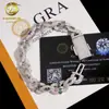 ZUANFA Nuevo Pulsera Hip Hop Europea y Americana de 13 mm Plata S925 Juego Completo Moissanita Cadena de 8 Caracteres Personalidad Cuba Europea y Americana