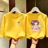 Camiseta de manga larga de dibujos animados a la moda estilo coreano para niñas, nuevo estilo primavera y otoño 2026, camiseta básica de algodón puro para niñas