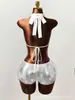 Pantalones Cortos de Una Pieza Sexy Elásticos con Lentejuelas, Estilo Nuevo Transfronterizo Europeo y Americano, de Cintura Baja, Ultracortos
