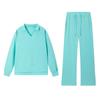 2025 Amazon Europeu e Americano Outono e Inverno Nova Moda Casual Feminino Manga Longa Cordão Cor Sólida Roupa de Trabalho Conjunto de Calças para Mulheres