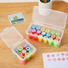 Estuche de lápices con compartimento de escritorio, caja de almacenamiento de plástico con sello para niños con tapa, mini caja de almacenamiento de papelería multifuncional transparente
