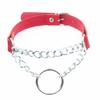 Moda Europea y Americana Transfronteriza Collar de Anillo de Cuero PU Cadena Punk Estilo Urbano Correa de Cuello con Anilla en O Joyería