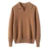 Nuevo suéter de punto de cachemira suave y acogedor como una nube, cuello de gaviota, minimalista, color liso, manga larga, para mujer, otoño e invierno