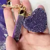 Llavero de corazón de diamantes completos colgante para llave de coche etiqueta de moda se puede abrir llavero de amor
