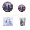 Decoração de Festa de Aniversário Frozen II Elsa e Anna Utensílios de Mesa Toalha de Mesa Guardanapo Conjunto Balões Pratos de Papel de Mesa