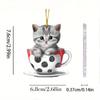 Cross-border novo produto acrílico flat decoração copo de chá gato carro pendente chaveiro saco decoração