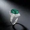 Joyería de moda para el día a día Anillo de Plata de Ley S925 con Malaquita Estilo Europeo Diseño de Encaje Anillo Ajustable para Mujer