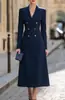 Nuevo Vestido Midi de Doble Botonadura con Solapa Europeo y Americano para Mujer 2026, Vestido Formal de Temperamento Ceñido a la Cintura para Viaje