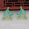Accesorios de Joyería Goteo de Aceite Imitación Jade Azul Quemado Hecho a Mano DIY Cobre con Conservación de Color 23*22*4mm Material Estilo Antiguo B3407